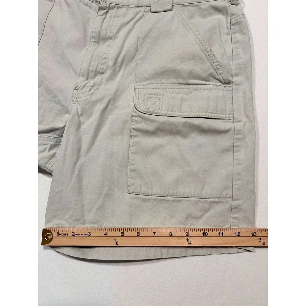 Eddie Bauer Legend Field Shorts Mens 38 Khaki Cotton Canvas Cargo Utility Tan